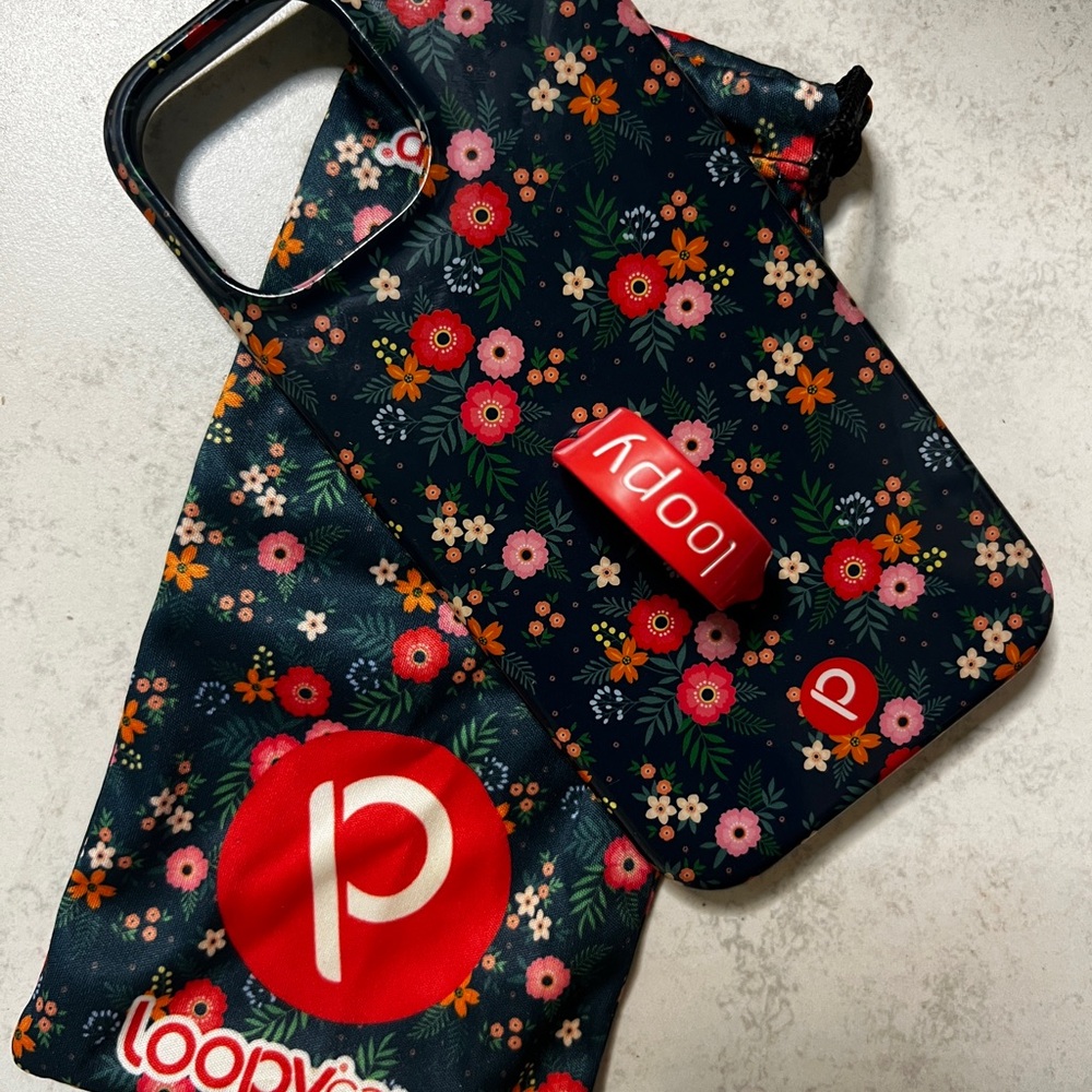 Loopy Case Floral Phone Case - Dark Teal Blue and Coral Pink